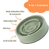Enviropaws Slow Feeder Bamboo Dog Bowl with Anti Slip Grip
